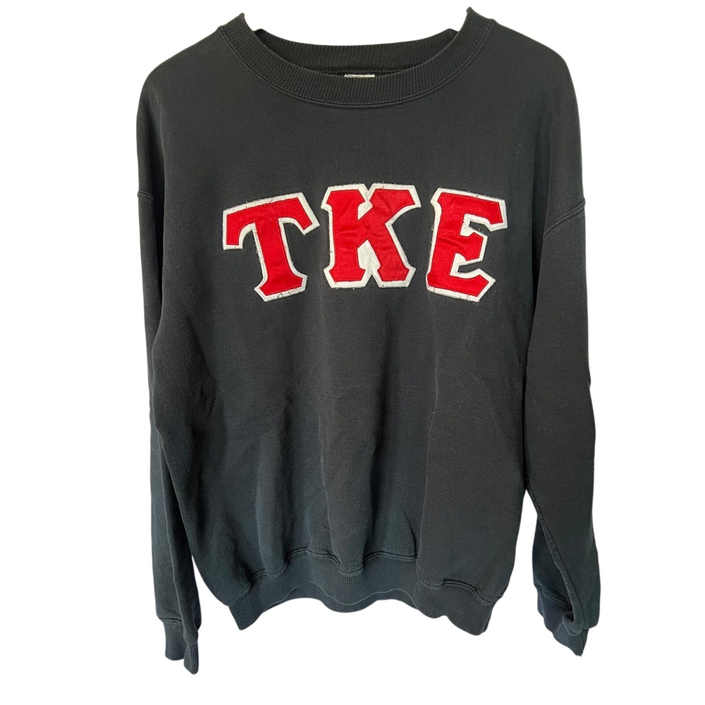 VTG 90s Cotton TKE Tau Kappa Epsilon Fraternity Letter Crew Neck Sweatshirt‎ L